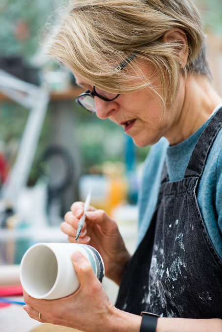 Lynne Htchinson, BLH Ceramics in her workshop 2016